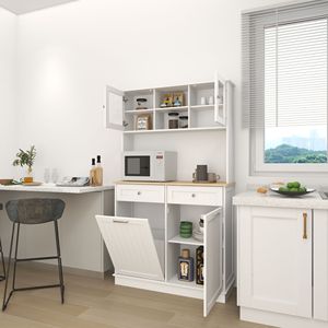 Mobiletto da Cucina Alto 172 cm per Rifiuti con 3 Ripiani Regolabili, 2 Cassetti e 1 Cestello Ribaltabile - Armadietto Contenitore per Cucina e Sala da Pranzo - Product Image 3