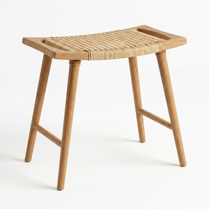 Taburete Arya Moderno y Ligero, Más Vendido, Estructura de Madera de Teca Sólida, Tejido de Ratán Hecho a Mano, Acabado Bien Lijado, Ideal para Hoteles y Apartamentos - Product Image 1