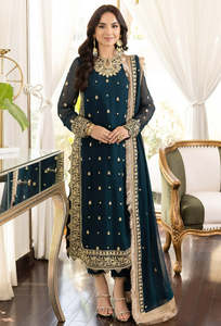 Robes de soirée pakistanaises exclusives pour femmes, ensemble brodé 3 pièces, couleurs et tailles personnalisées, ensemble traditionnel pour mariage et occasions formelles - Product Image 2