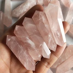 Beautiful Rose Quartz Double Terminated Pencil Point Natural Crystal <b>Pink</b> Gemstone Wire <b>Wrap</b> Pendant Stone Wholesale India Bulk - Product Image 4