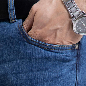 <b>Men</b> Casual Mid Distressed Denim <b>Jeans</b> Straight Solid Woven Trendy Streetwear Winter Summer Breathable Comfortable Daily Wear - Product Image 4