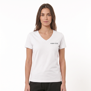 Camiseta de Algodón al por Mayor para Mujer, Color Blanco Sólido, Camiseta de Verano para Mujer, Sexy, Cuello en V, Minimalista, con Logotipo Estampado - Product Image 1