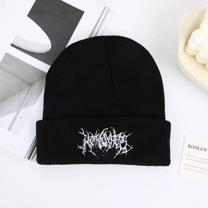 Bonnet d'hiver 100 % acrylique pour femmes et hommes, style gothique street punk, chaud, tricoté, motif dessin animé, tendance et polyvalent - Product Image 1