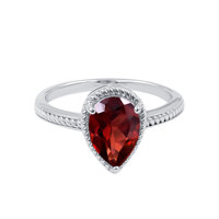 Bague de fiançailles Gourik en argent sterling 925 pour femme, avec pierre précieuse naturelle grenat en forme de poire 10x7mm
