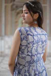 Robe courte indienne imprimée à la main pour femmes, robe d'été décontractée en coton, style bohème, magnifique robe maxi - Product Image 3