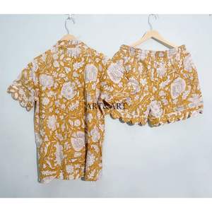 Ensemble pyjama 3 pièces en coton pur à 100 %, élégant et classique, pour les vacances d'été, avec short imprimé kangourou et fermeture à cordon, poches - Product Image 6