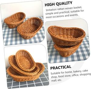Panier en rotin durable, plateau de service ovale multifonctionnel et organisateur de bureau pour la maison, la boulangerie et le restaurant - Product Image 2