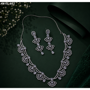 Silver Plated <b>Bridal</b> Jewelry Set MIJ Luxury American Diamond Necklace Set with CZ Stones Silver Plated Alloy Fashion Necklaces - Product Image 4