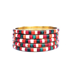 Conjunto de Brazaletes Étnicos de Coral Rojo para Mujer, Chapados en Oro, Joyería Tradicional India - Product Image 4
