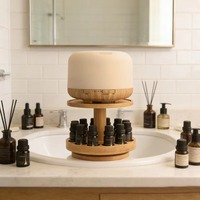 Étagère de présentation d'huiles essentielles à 2 niveaux, support de rangement en bois exquis avec 12 compartiments à rainures, étagère à huiles parfumées à 2 niveaux