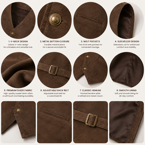 Chaleco de Cuero Personalizado para Hombre, Corte Ajustado, Sin Mangas, Elegante, Informal, de Moda, Fabricante Mayorista Directo de Fábrica OEM - Product Image 3