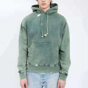 เสื้อฮู้ดดี้โอเวอร์ไซส์ผู้ชาย ล้างสีแบบแอซิด ผ้าฝ้ายนุ่ม แขนยาว รับทำแบรนด์ตามสั่ง ขายส่ง OEM - Product Image 1