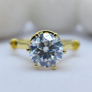 Anillo de Compromiso y Boda D'VINS JEWELS, Diseño Redondo Moderno, Corte Brillante, Color D, Blanco, Plateado, Dorado, Certificado - Product Image 1