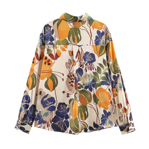Camisa de Seda Satinada Estampada, Moderna y Versátil para Mujer, Primavera - Product Image 3