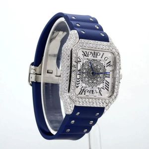 SPLendid JEWELRY นาฬิกาเพชร ตัวเรือนทรงสี่เหลี่ยม ระบบอนาล็อก กลไก ETA กระจกแซฟไฟร์ หน้าปัดตัวเลขโรมัน สายซิลิโคนสีน้ำเงิน กันน้ำ 10 เมตร - Product Image 1