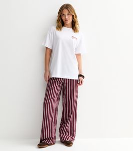 T-shirt oversize blanc imprimé pizza pour femme - Product Image 2