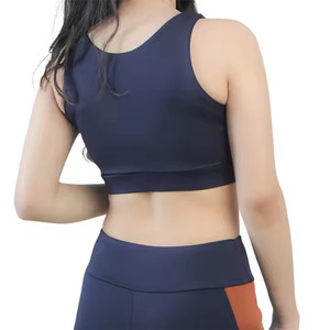 Ensemble de yoga pour femme : Leggings taille haute, soutien-gorge de sport dos nageur à encolure dégagée, bordure contrastante, sans couture, longueur intégrale, en Spandex et Polyester - Product Image 2