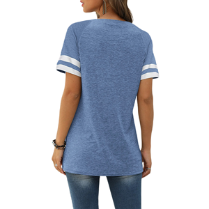 Camisetas de Manga Corta para Mujer con Logotipo Personalizado al por Mayor, Tops de Cuello Redondo de Verano, Corte Regular, Camiseta Casual a Rayas, Linda Camiseta para Mujer - Product Image 2