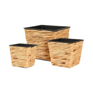 Juego Ecológico de 3 Macetas de Jacinto de Agua con Revestimiento Impermeable, Estilo Rústico, Más Vendidas para Hogar, Jardín, Interior y Exterior - Product Image 1