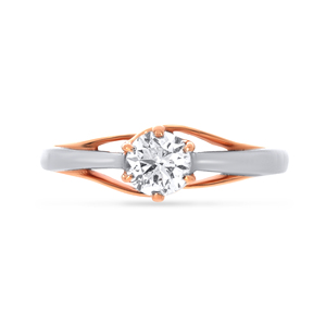 Bague Solitaire Glamour Inception en Or Rose et Or Blanc 18 carats avec Diamant Solitaire Rond Taille Brillant pour Fiançailles - Product Image 3