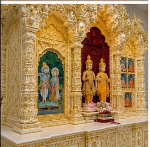 Big Swaminarayan Teak Wood Mandir For Home <b>Hand</b> Carved Wooden Hindu Temple for Home & Office Wholesale Indian Pooja Ghar Mandir - Product Image 4