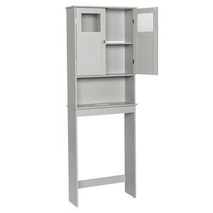 Mobiletto a due ante in MDF grigio verniciato 60*22*170cm, mobile da bagno, arredo bagno - Product Image 1
