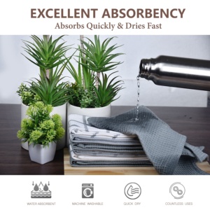 100% algodón blanco con gofres Beige, toalla para platos con Dobby, fácil de absorber, limpieza de cocina multiusos, toalla ecológica - Product Image 6