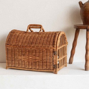 Custom Comfortable Rattan Wicker Pet Carrier Backpack Bag Accessories with <b>Cushion</b> for Export - Product Image 3