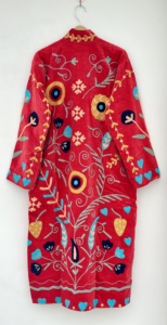 Handmade <b>Velvet</b> Suzani Embroidered Quilted Breathable Eco-Friendly Cotton Lining Long Winter <b>Jacket</b> <b>Women</b> Floral Bohemian Indian - Product Image 5