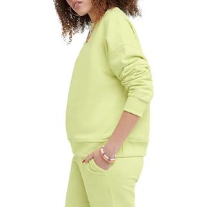 Sudadera de algodón de 450 g/m² para mujer, talla grande, estilo vintage, cuello redondo, manga larga, holgada, sin estampado - Product Image 4