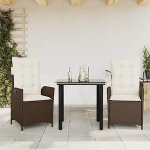 Conjunto de Comedor de Jardín de Ratán Marrón para 2 Personas, Muebles de Exterior Resistentes a la Intemperie, Diseño Contemporáneo - Product Image 3