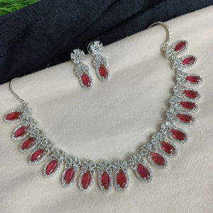 Ensemble de bijoux de mariée en diamant américain classique Collier et boucles d'oreilles en deux pièces pour mariage Style classique à la mode - Product Image 1