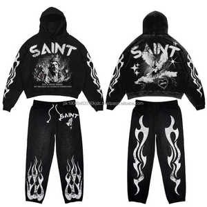Survêtements lavés à l'acide Survêtements de jogging d'entraînement en polaire Ensemble de mode décontractée Survêtement évasé empilé lavé à l'acide Vêtements de vente en gros pour hommes - Product Image 1