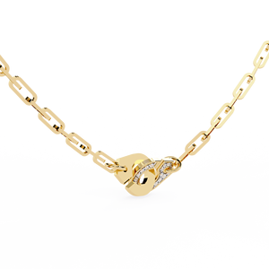 10K 14K 18K Yellow Gold Rectangular Link Chain for Modern Women <b>Statement</b> Diamond Jewelery Collection Handcuff Diamond <b>Necklace</b> - Product Image 4