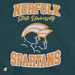 Green and Yellow Varsity Jacket with Embroidered N Logo and Lettering, Full Sleeve Turn-<b>down</b> Collar Polyester Cotton Shell OEM - Product Image 6