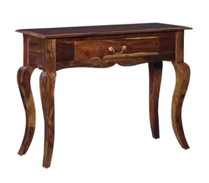 French Country Solid Wood <b>Console</b> <b>Table</b> with Cabriole Legs | 1-Drawer Traditional Entryway Furniture | Jodhpur Export - Product Image 4