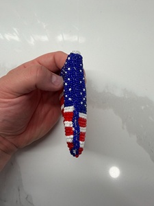 Handmade Beaded Coin Purse American Flag Design Mini Handmade USA Red White <b>Blue</b> Seed <b>Bead</b> Embroidery Zipper mini Pouch Small - Product Image 5