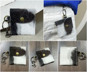 Porte-monnaie en cuir de vachette fait main avec bouton-pression et porte-clés, mini portefeuille en cuir véritable, accessoire de mode, vente chaude - Product Image 3