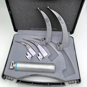 Ensemble de laryngoscopes à 4 lames incurvées en acier inoxydable LED électriques certifiés CE ISO, instruments chirurgicaux réutilisables OEM ODM - Product Image 1