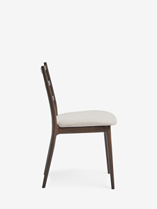 Silla de Madera con Acabado en Nogal Sólido y Asiento de Tela Bouclé Premium - Product Image 3