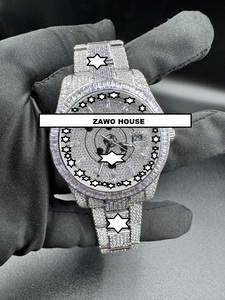 41mm Men's Stainless Steel Mechanical <b>Watch</b> VVS1 Moissanite Diamond <b>Automatic</b> Movement Hip Hop Handmade Sports - Product Image 6