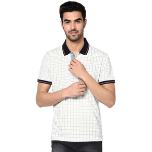 Polo à manches courtes pour homme, imprimé blanc, coton, design décontracté et respirant - Product Image 4