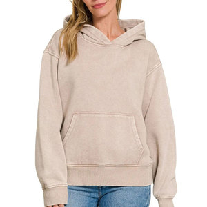 Sudadera con Capucha para Mujer, Estilo Lavado Ácido, Mezcla de Algodón Suave, Diseño Moderno para Uso Diario - Product Image 1