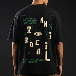 T-shirts Homme Streetwear Personnalisés Imprimés 3D en Relief, Manches Courtes, Séchage Rapide, Épaules Tombantes, 100% Coton, Effet Délavé Vintage, Qualité Supérieure - Product Image 1