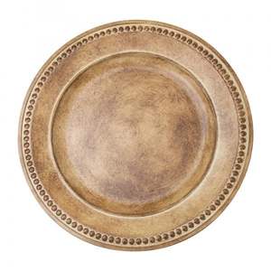Plato de metal con borde festoneado, acabado en cobre marrón antiguo, vajilla decorativa para eventos al mejor precio. Sin reseñas aún. - Product Image 3