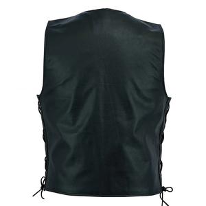 Chaleco de Cuero 100% Original para Hombre, Precio Razonable, Chaleco de Cuero Negro de Alta Calidad, Chaqueta sin Mangas para Motocicleta CP-MLV-02 - Product Image 2