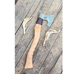 Hacha profesional de acero al carbono para bushcraft y camping, hecha a mano con mango de madera, para cortar madera al aire libre, hoja de 3 5/8 pulgadas - Product Image 2
