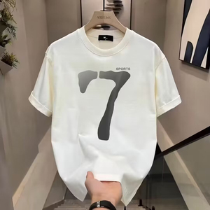 Camiseta Básica de Manga Corta para Hombre, Cuello Redondo, Estampado de Número 7 en la Espalda, Estilo Casual, Algodón con Serigrafía - Product Image 4