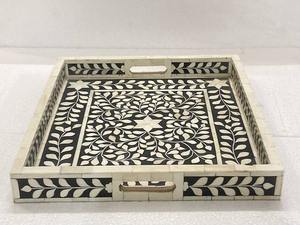 Bandeja de lujo hecha a mano con incrustaciones de hueso para servir, decoración del hogar, mesa de centro, comedor, regalo, ecológica, calidad premium - Product Image 2