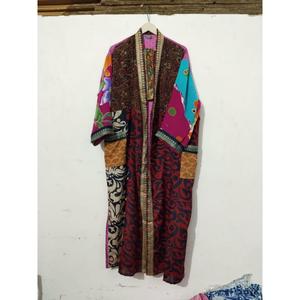 ชุดคลุมกิโมโนไหมอินเดียแท้ 100% สำหรับฤดูหนาว คอวี ปิดด้วยเชือกผูก ยาวเต็มตัว แขนยาว เนื้อผ้านุ่ม ระบายอากาศได้ดี อุ่นสบาย สไตล์วินเทจ - Product Image 6